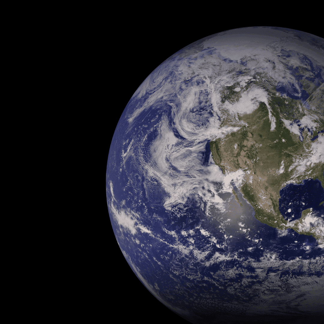 Ein Weitwinkelbild der Erdkugel im Weltraum