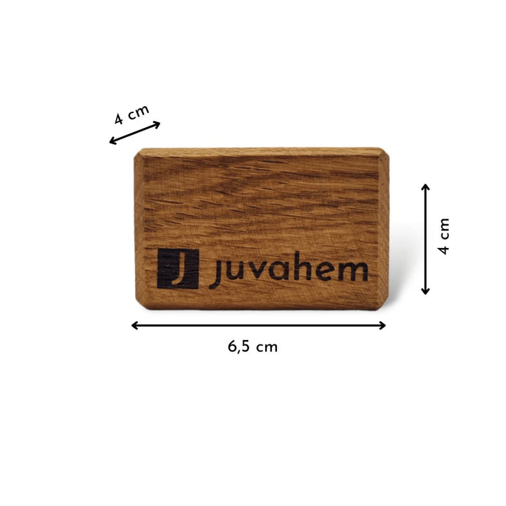 Maße eines Kartenhalters Fotohalters aus Altholz mit Logogravur von Juvahem
